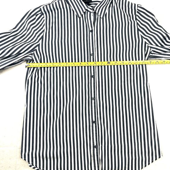 Worthington Blak White Striped Button Down Shirt Womens Size M - Picture 8 of 10